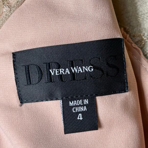 Vera Wang Dress Size 4 Lace Elusion Rose Gold Silver Sequins Cocktail Formal - Picture 7 of 9